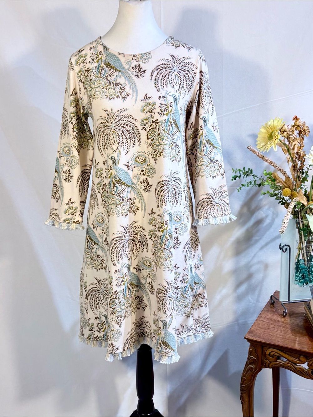 💥Spartina 449 Jane Peacock Palm Island Fringe Dress Peruvian Cotton Sz S🧡 - Picture 12 of 12